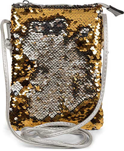 styleBREAKER Mini Bag Umhängetasche mit Wende-Pailletten, Schultertasche, Handtasche, Tasche, Damen 02012240, Farbe:Silber/Gold von styleBREAKER