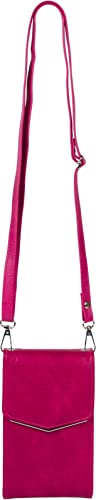 styleBREAKER Mini Umhängetasche mit V-Klappe und Metall Detail | kleine Handytasche zum Umhängen | elegante Crossbody Bag mit Kartenfächern für Damen, Farbe:Himbeere von styleBREAKER