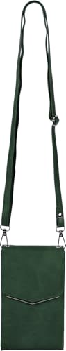 styleBREAKER Mini Umhängetasche mit V-Klappe und Metall Detail | kleine Handytasche zum Umhängen | elegante Crossbody Bag mit Kartenfächern für Damen, Farbe:Smaragdgrün von styleBREAKER