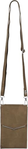 styleBREAKER Mini Umhängetasche mit V-Klappe und Metall Detail | kleine Handytasche zum Umhängen | elegante Crossbody Bag mit Kartenfächern für Damen, Farbe:Taupe von styleBREAKER
