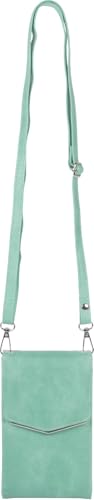 styleBREAKER Mini Umhängetasche mit V-Klappe und Metall Detail | kleine Handytasche zum Umhängen | elegante Crossbody Bag mit Kartenfächern für Damen, Farbe:Türkis von styleBREAKER