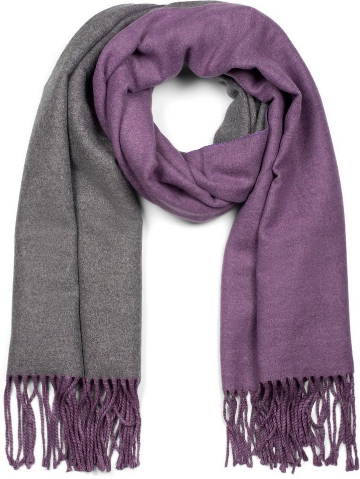 styleBREAKER Modeschal 2-Farbiger Schal mit Fransen, (1-St) von styleBREAKER