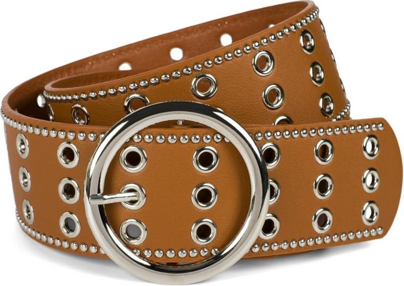 styleBREAKER Nietengürtel Breiter Taillengürtel mit Lochnieten (1-St) von styleBREAKER