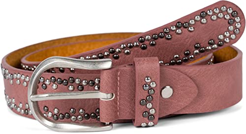styleBREAKER Nietengürtel mit mehrfarbigen kleinen Nieten, Gürtel Kunstleder Einfarbig, kürzbar, Hüftgürtel Unisex 03010071, Farbe:Mauve, Größe:95cm von styleBREAKER