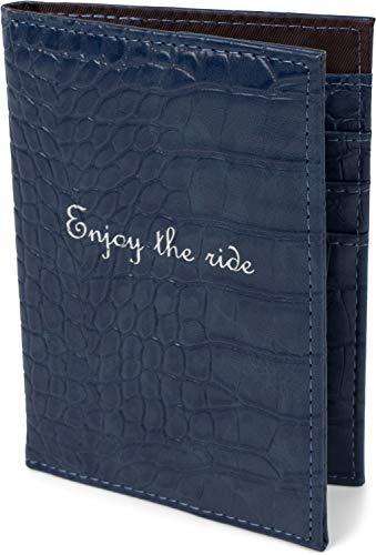 styleBREAKER Reisepasshülle in Krokodil Optik mit 'Enjoy The Ride' Print, Reisepassetui, Passhülle, Kartenetui 02013019, Farbe:Dunkelblau von styleBREAKER