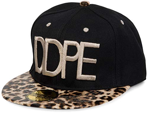 styleBREAKER Snapback Cap 'DDPE' im Leo Design mit Schlangen Prägung, Baseball Cap, verstellbar, Unisex 04023034, Farbe:Schwarz-Beige von styleBREAKER