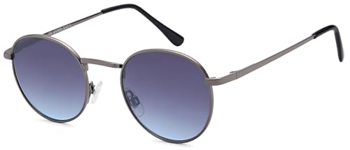 styleBREAKER Unisex Sonnenbrille in Panto-Form mit runden Flachgläsern und Metall Bügeln mit Federscharnier, Vollrand 09020077, Farbe:Gestell Anthrazit/Glas Grau Verlauf von styleBREAKER