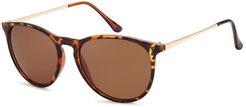 styleBREAKER Damen Sonnenbrille mit großen ovalen Polycarbonat Gläsern, Rahmen Kunststoff und Bügel Metall 09020085, Farbe:Gestell Braun Demi/Glas Braun von styleBREAKER