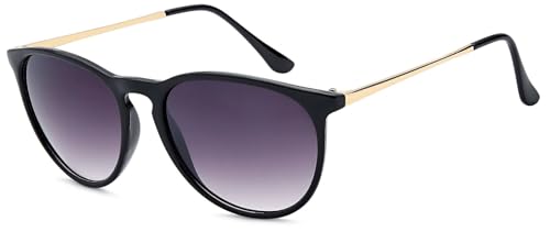 styleBREAKER Damen Sonnenbrille mit großen ovalen Polycarbonat Gläsern, Rahmen Kunststoff und Bügel Metall 09020085, Farbe:Gestell Schwarz/Glas Grau Verlauf von styleBREAKER