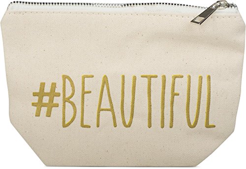 styleBREAKER Statement Beautybag #Beautiful Aufdruck, Kosmetiktasche, Make Up Bag, Tasche, Damen 02013008, Farbe::Creme-Beige von styleBREAKER