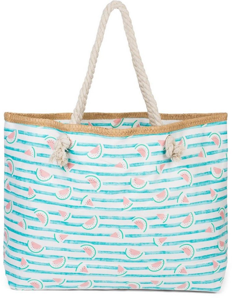 styleBREAKER Strandtasche Strandtasche mit Streifen und Melone Print (1-tlg) von styleBREAKER
