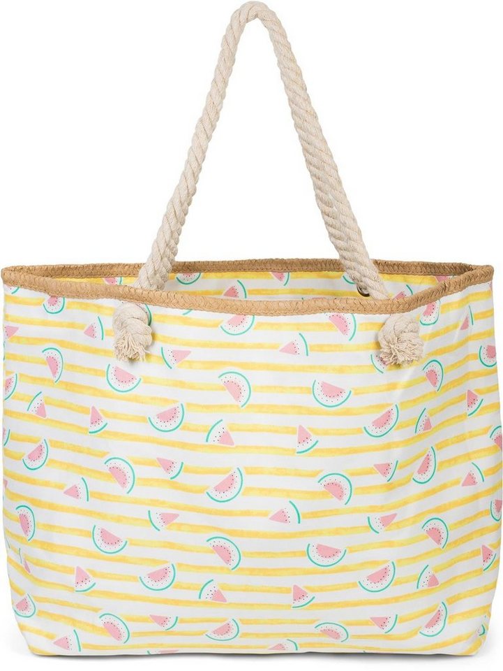 styleBREAKER Strandtasche Strandtasche mit Streifen und Melone Print (1-tlg) von styleBREAKER