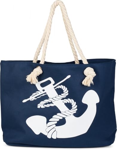 styleBREAKER Strandtasche in Flecht Optik mit Anker Print, Shopper, Badetasche, Damen 02012077, Farbe:Dunkelblau-Weiß styleBREAKER Strandtasche in Flecht Optik mit Anker Print, Shopper, Badetasche, Damen 02012077, Farbe:Dunkelblau-Weiß von styleBREAKER