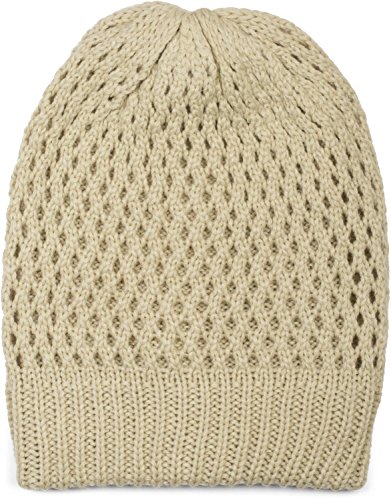 styleBREAKER Strick Beanie Mütze mit Loch Muster, Slouch Longbeanie Winter, Strickmütze, Unisex 04024139, Farbe:Creme-Beige von styleBREAKER