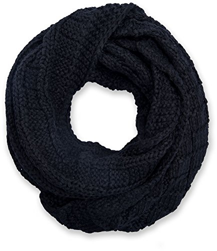 styleBREAKER Unisex Strick Loop Schal kariert, Uni Feinstrick Schlauchschal, Winter Strickschal 01018154, Farbe:Schwarz von styleBREAKER