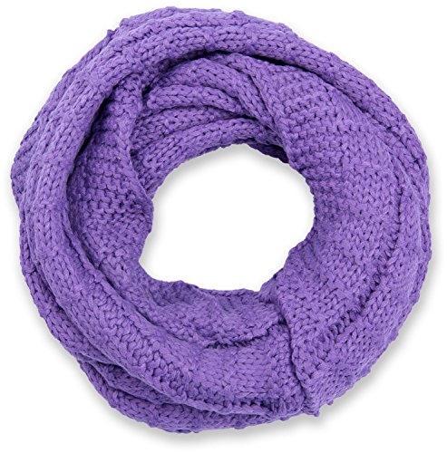 styleBREAKER Unisex Strick Loop Schal kariert, Uni Feinstrick Schlauchschal, Winter Strickschal 01018154, Farbe:Violett von styleBREAKER