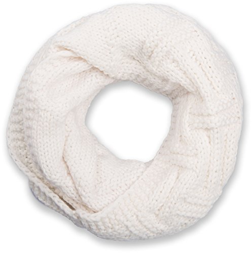 styleBREAKER Strick Loop Schal mit Gitter- und Rippenmuster, Uni Feinstrick Schlauchschal, Winter Strickschal, Unisex 01018155, Creme-weiß, Einheitsgröße von styleBREAKER