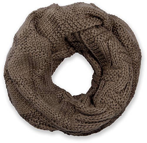 styleBREAKER Unisex Strick Loopschal mit Gitter- und Rippenmuster, Uni Feinstrick Schlauchschal, Winter Strickschal 01018155, Farbe:Taupe von styleBREAKER