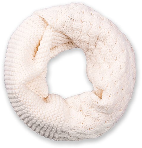 styleBREAKER Unisex Strick Loop Schal mit Mustermix, Uni Feinstrick Schlauchschal, Winter Strickschal 01018153, Farbe:Creme-Weiß von styleBREAKER