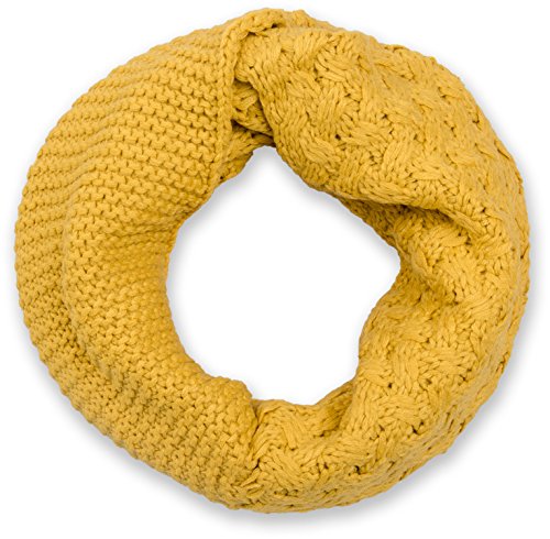 styleBREAKER Unisex Strick Loop Schal mit Mustermix, Uni Feinstrick Schlauchschal, Winter Strickschal 01018153, Farbe:Curry von styleBREAKER