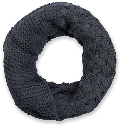 styleBREAKER Unisex Strick Loop Schal mit Mustermix, Uni Feinstrick Schlauchschal, Winter Strickschal 01018153, Farbe:Dunkelgrau von styleBREAKER