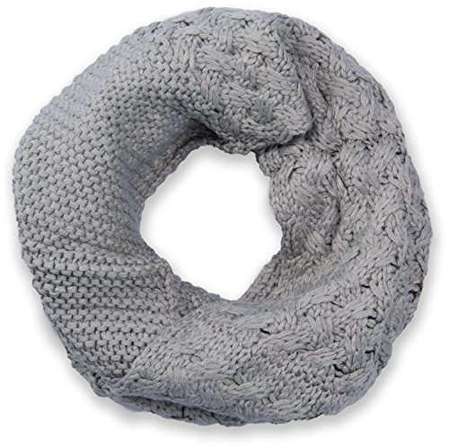 styleBREAKER Unisex Strick Loop Schal mit Mustermix, Uni Feinstrick Schlauchschal, Winter Strickschal 01018153, Farbe:Hellgrau von styleBREAKER