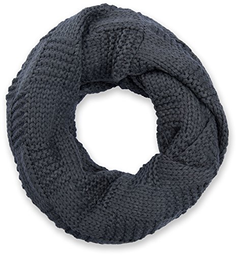 styleBREAKER Strick Loop Schal mit Patentmuster, Uni Feinstrick Schlauchschal, Winter Strickschal, Unisex 01018152, Dunkelgrau, One Size von styleBREAKER