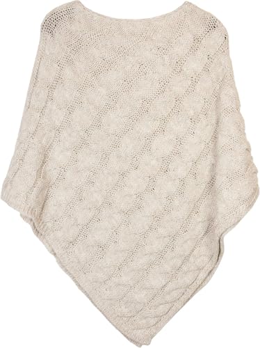 styleBREAKER Strick Poncho mit Zopfmuster, Rundhals Strickponcho, Grobstrick, Damen 08010040, Farbe:Beige styleBREAKER Strick Poncho mit Zopfmuster, Rundhals Strickponcho, Grobstrick, Damen 08010040, Farbe:Beige von styleBREAKER