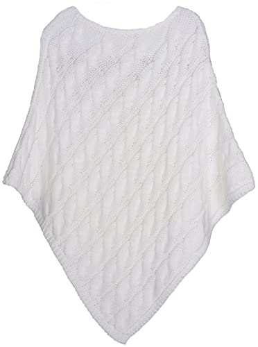 styleBREAKER Strick Poncho mit Zopfmuster, Rundhals Strickponcho, Grobstrick, Damen 08010040, Farbe:Creme-Weiß von styleBREAKER