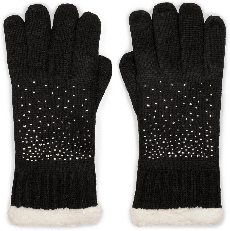 styleBREAKER Strickhandschuhe Strickhandschuhe mit Strass und Fleece von styleBREAKER