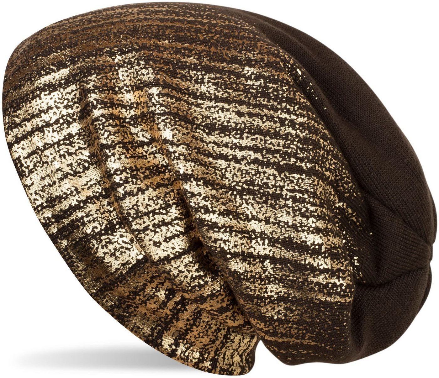 styleBREAKER Strickmütze (1-St) Feinstrick Beanie mit Metallic Print von styleBREAKER