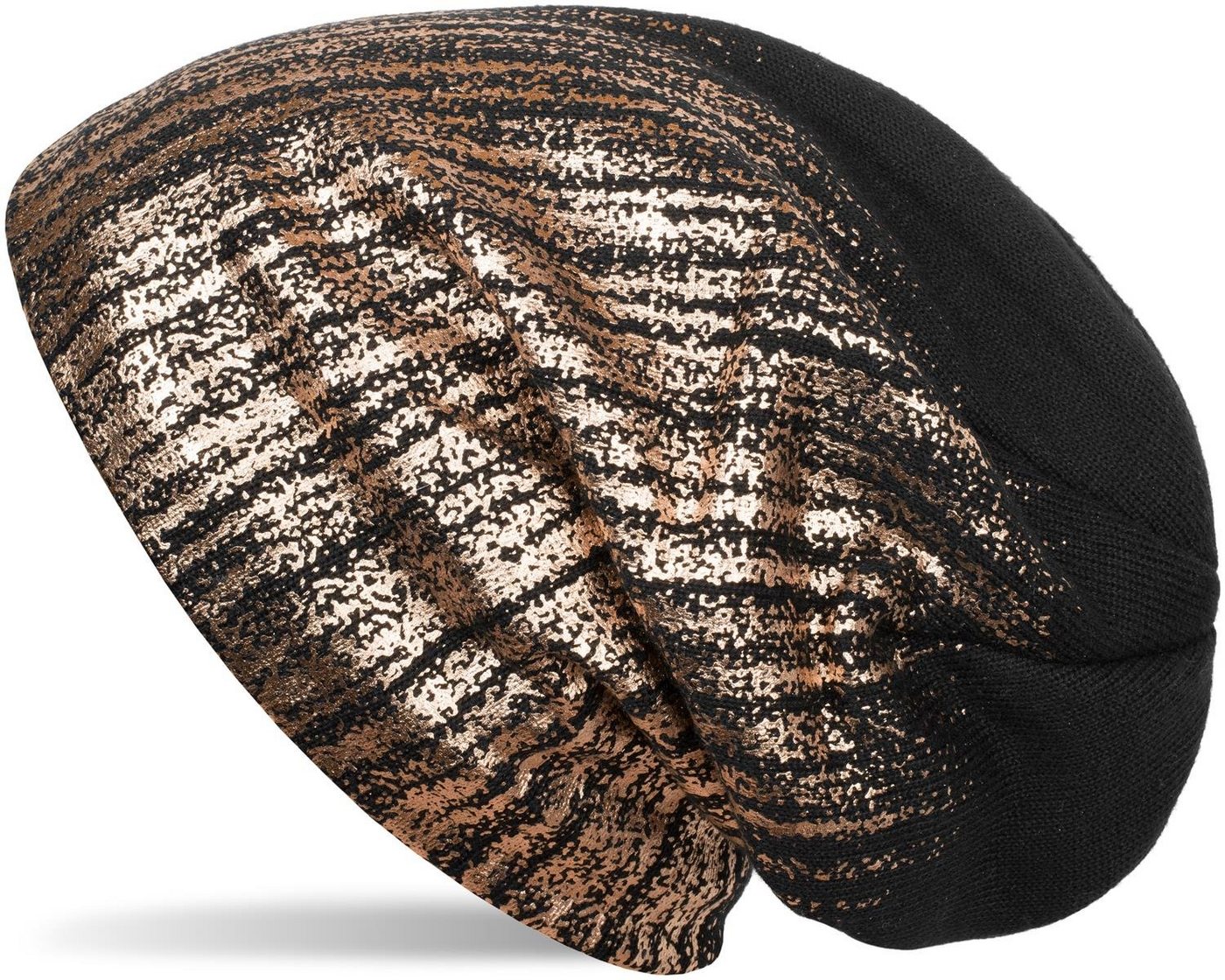 styleBREAKER Strickmütze (1-St) Feinstrick Beanie mit Metallic Print von styleBREAKER