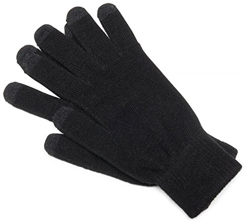 styleBREAKER Unisex Touchscreen Handschuhe, warme Strickhandschuhe, Fingerhandschuhe, gestrickt Winter 09010004, Farbe:Schwarz, Größe:L-XL von styleBREAKER