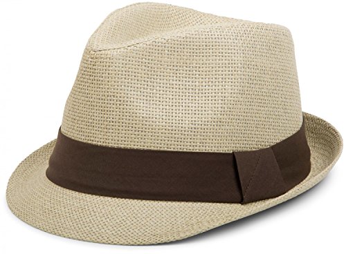 styleBREAKER Trilby Hut, Leichter Papierhut mit kontrastfarbigem Zierband, Unisex 04025002, Farbe:Sand/Dunkelbraun, Größe:L/XL = 58 cm von styleBREAKER