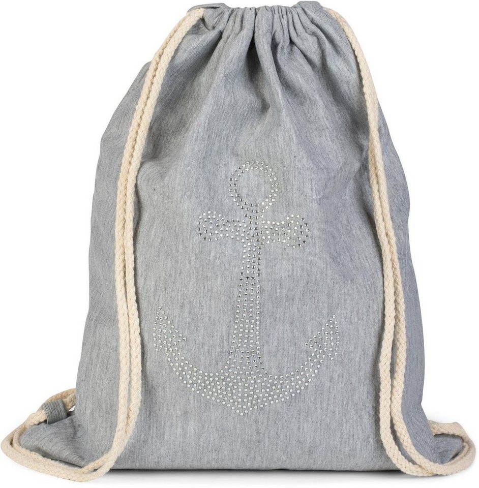 styleBREAKER Turnbeutel Turnbeutel mit Strass Anker (1-tlg) von styleBREAKER