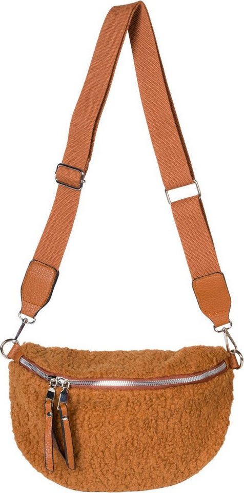 styleBREAKER Umhängetasche (1-tlg), Teddyfell Halbmond Crossbody Bag von styleBREAKER