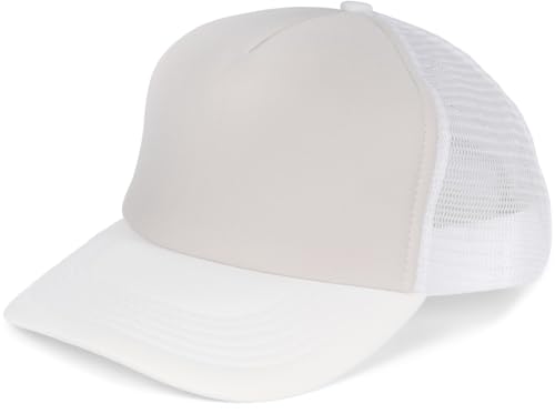 styleBREAKER Unisex 5-Panel Trucker Cap mit Mesh-Einsatz | verstellbares Basecap mit Click Snap Verschluss | luftiges Netz Cap für Damen und Herren, Farbe:Hellgrau-Weiß von styleBREAKER
