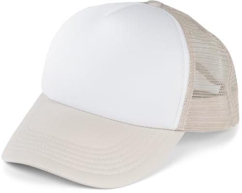 styleBREAKER Unisex 5-Panel Mesh Cap, Trucker Baseball Cap, Basecap, Click und Snap Verschluss verstellbar 04023007, Farbe:Weiß-Hellgrau von styleBREAKER