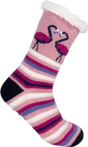 styleBREAKER Unisex ABS Stoppersocken mit Streifen Flamingo Muster, warme ABS-Socken, Größe 35-42 EU / 5-10 US / 4-8 UK 08030013, Farbe:Mauve von styleBREAKER