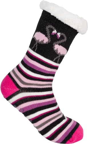 styleBREAKER Unisex ABS Stoppersocken mit Streifen Flamingo Muster, warme ABS-Socken, Größe 35-42 EU / 5-10 US / 4-8 UK 08030013, Farbe:Schwarz von styleBREAKER