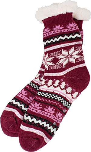 styleBREAKER Unisex ABS Stoppersocken mit Teddyfutter und Norweger Muster, ABS-Socken, Größe 35-42 EU / 5-10 US / 4-8 UK 08030008, Farbe:Bordeaux-Rot von styleBREAKER