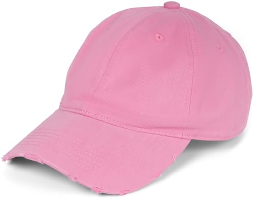 styleBREAKER Unisex Baseball Cap Destroyed Look mit Rissen, 6 Panel Cap Einfarbig, Basecap Schnalle verstellbar 04023092, Farbe:Rosa von styleBREAKER