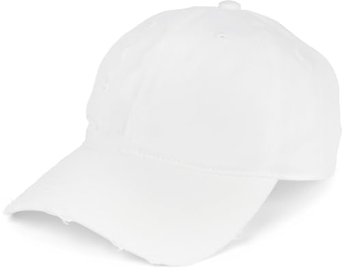 styleBREAKER Unisex Baseball Cap Destroyed Look mit Rissen, 6 Panel Cap Einfarbig, Basecap Schnalle verstellbar 04023092, Farbe:Weiß von styleBREAKER