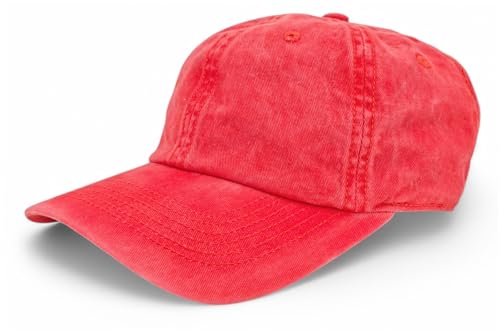 styleBREAKER Unisex Baseball Cap Vintage Look verstellbar 6-Panel Cappy in Washed Optik mit gebogenem Schirm Baumwolle Retro Cap Damen und Herren, Farbe:Rot von styleBREAKER