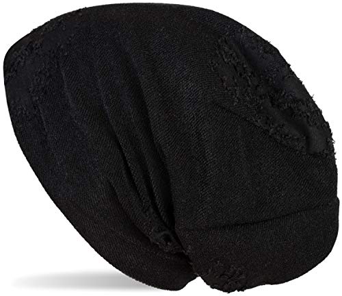 styleBREAKER Unisex Beanie Mütze mit strukturierter Oberfläche im Destroyed Vintage Look, Slouch Longbeanie 04024165, Farbe:Schwarz von styleBREAKER
