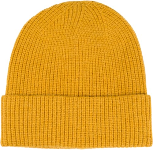 styleBREAKER Unisex Feinstrick Beanie Mütze mit Krempe, warme Winter Strickmütze Einfarbig, Rippen Strickmuster 04024154, Farbe:Curry von styleBREAKER