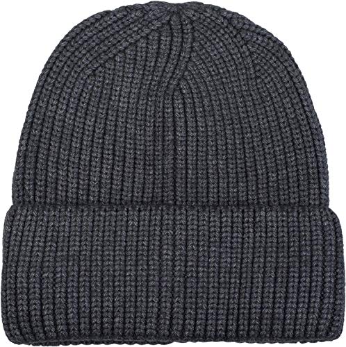 styleBREAKER Unisex Feinstrick Beanie Mütze mit Krempe, warme Winter Strickmütze Einfarbig, Rippen Strickmuster 04024154, Farbe:Anthrazit von styleBREAKER