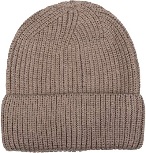 styleBREAKER Unisex Feinstrick Beanie Mütze mit Krempe, warme Winter Strickmütze Einfarbig, Rippen Strickmuster 04024154, Farbe:Taupe von styleBREAKER