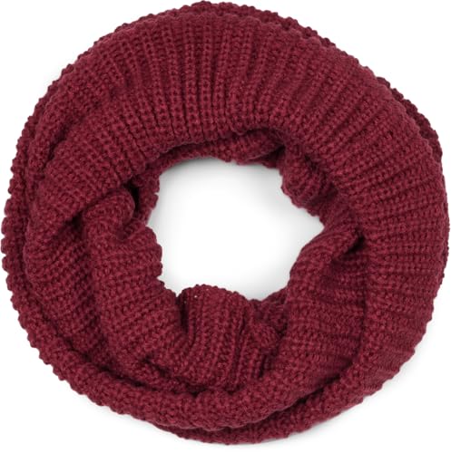 styleBREAKER Unisex Feinstrick Schal, einfarbiger Loop Schlauchschal, Feinripp Winter Strickschal, Loopschal 01018112, Farbe:Bordeaux-Rot von styleBREAKER