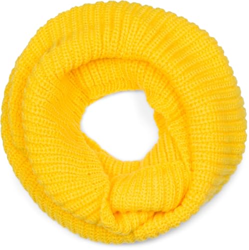 styleBREAKER Unisex Feinstrick Schal, einfarbiger Loop Schlauchschal, Feinripp Winter Strickschal, Loopschal 01018112, Farbe:Gelb von styleBREAKER
